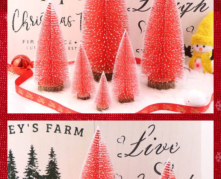 Red snow-added mini Christmas pine needle tree Christmas decoration with a simulated wooden base Christmas tree window display is in full bloom pic 36