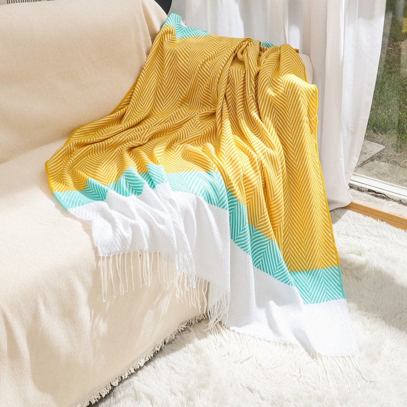 北欧简约梭织毯空调毯民宿酒店样板房床尾毯搭巾搭毯单人沙发毯详情1