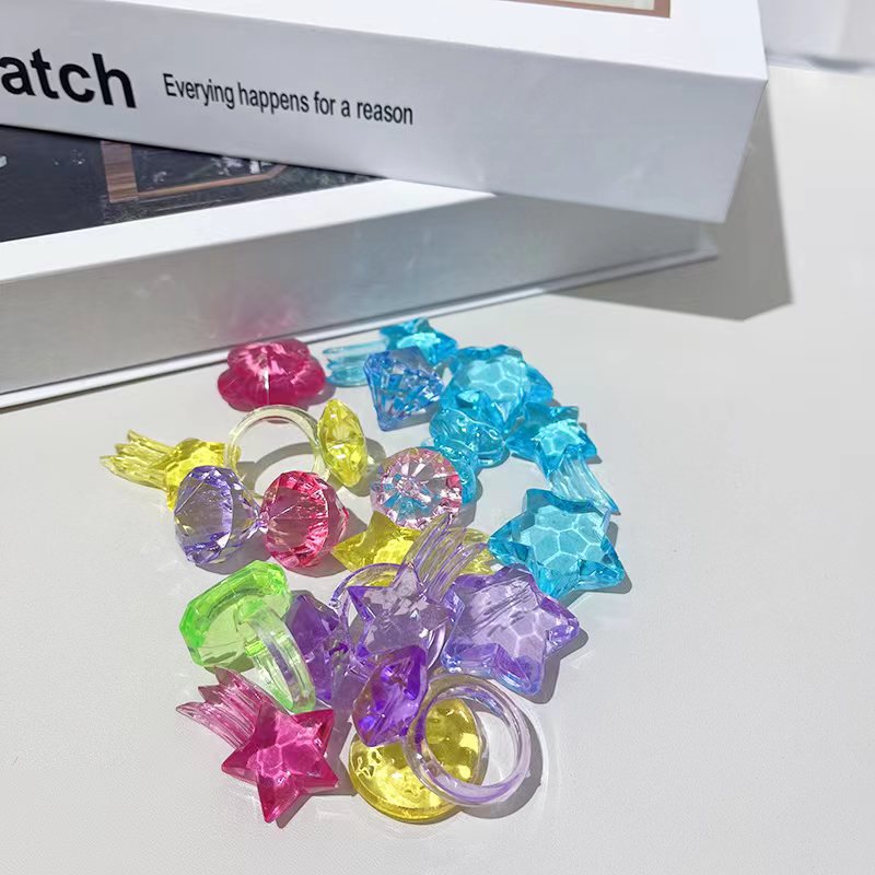 宝宝七彩宝石玩具戒指盒装小女孩礼物防真钻石水晶公主礼物详情6