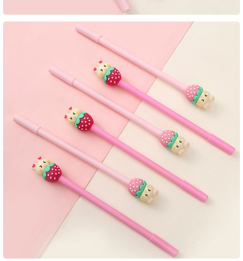 中帆草莓兔兔中性笔卡通可爱ins风学生水笔办公考试中性笔批发详情14