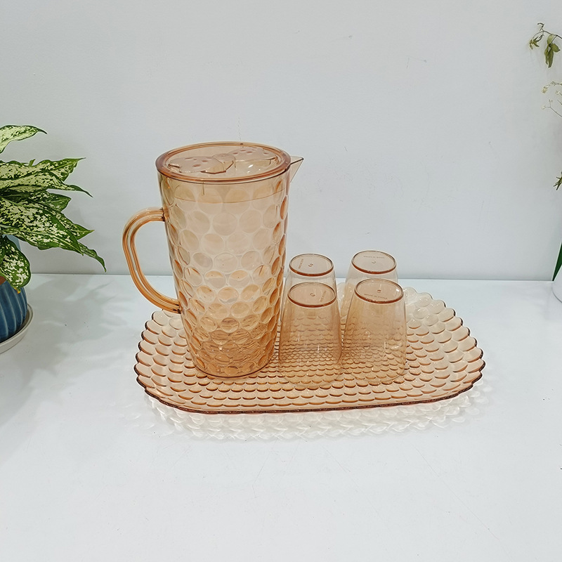 A new six-piece set of water bottle cup tray with orange dot pattern heat-resistant water cups pic 1