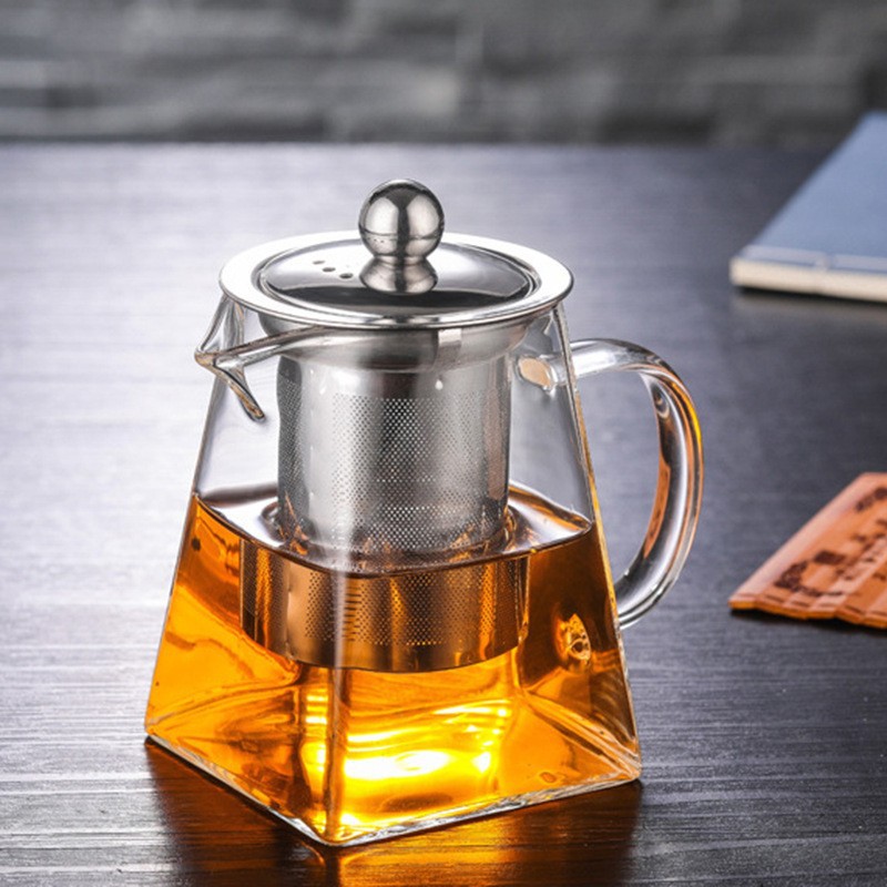 四方玻璃茶壶批发玻璃泡茶壶耐高温加厚公道杯不锈钢过滤茶具套装详情7