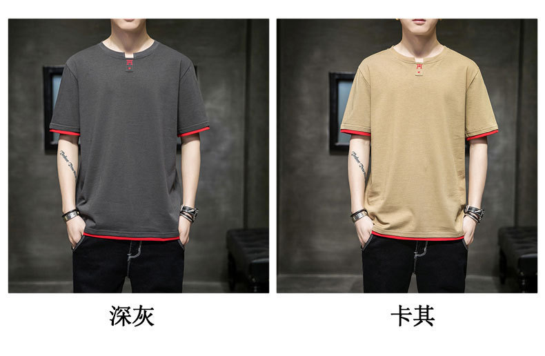 Short-sleeved T-shirt for men, Korean style, summer loose cotton T-shirt, cross-border new style, student bottom layer, half-sleeved shirt pic 49