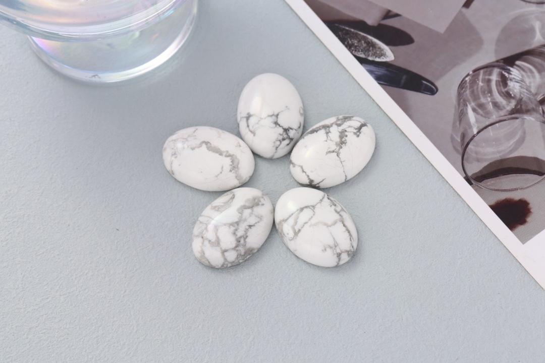 跨境直销热卖天然白松蛋形戒面半宝石欧美时尚水晶裸石批发配件详情1