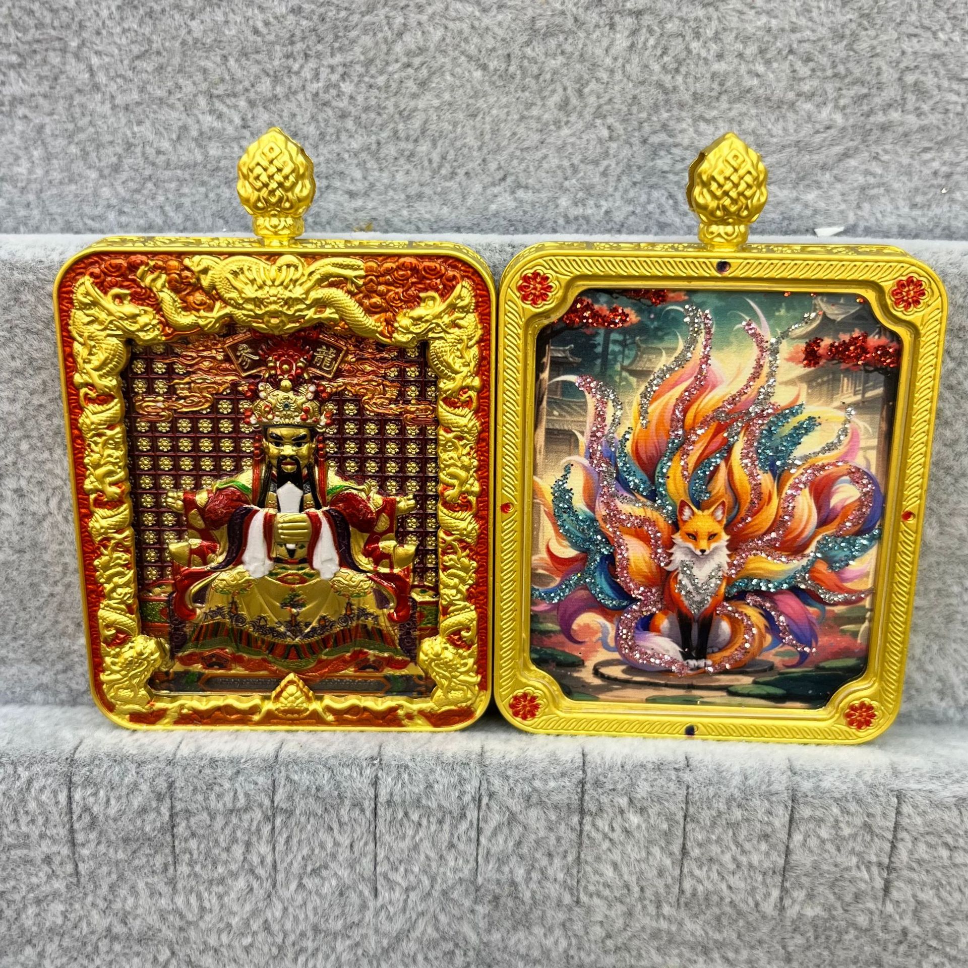 五台山唐卡浮雕双面款立体龙五爷吞金兽双面唐卡前世今生项链吊坠详情22