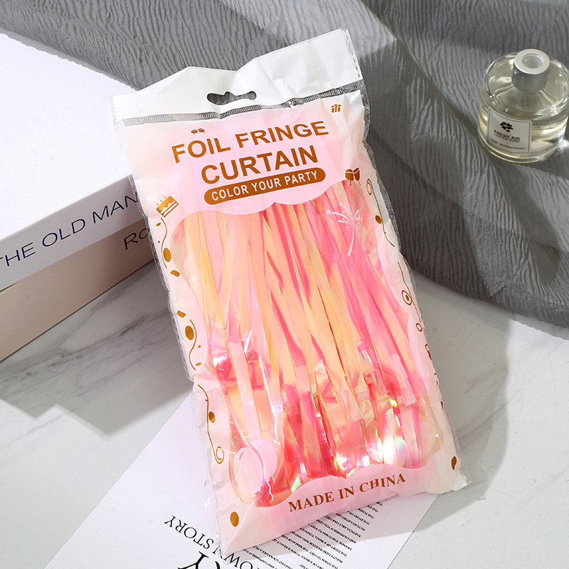 新款1*2M创意派对装饰雨丝帘双色镭射墙面门帘儿童生日装饰道具详情3
