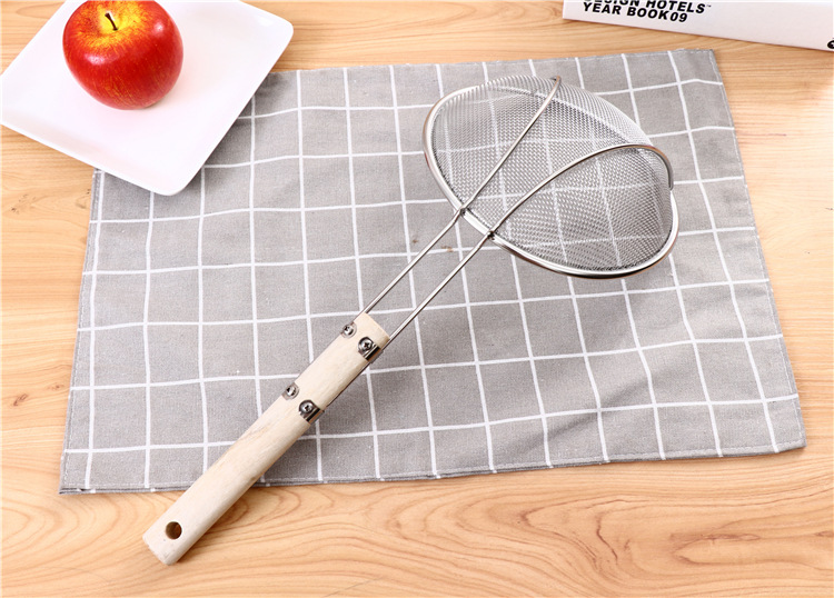 16-26# wooden handle double-wire reinforced stainless steel mesh strainer, kitchen wooden handle stainless steel filter screen strainer pic 4