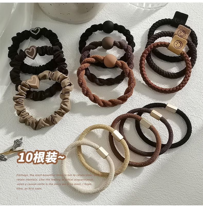 简约耐用橡皮筋女扎头发绳高弹力不伤发头绳发饰时尚马尾发圈头饰详情19