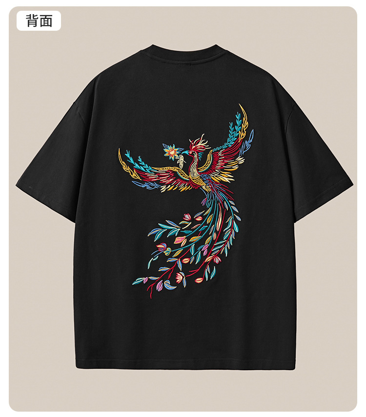 国潮夏季休闲纯棉短袖t恤男中国风刺绣宽松大码男装详情38