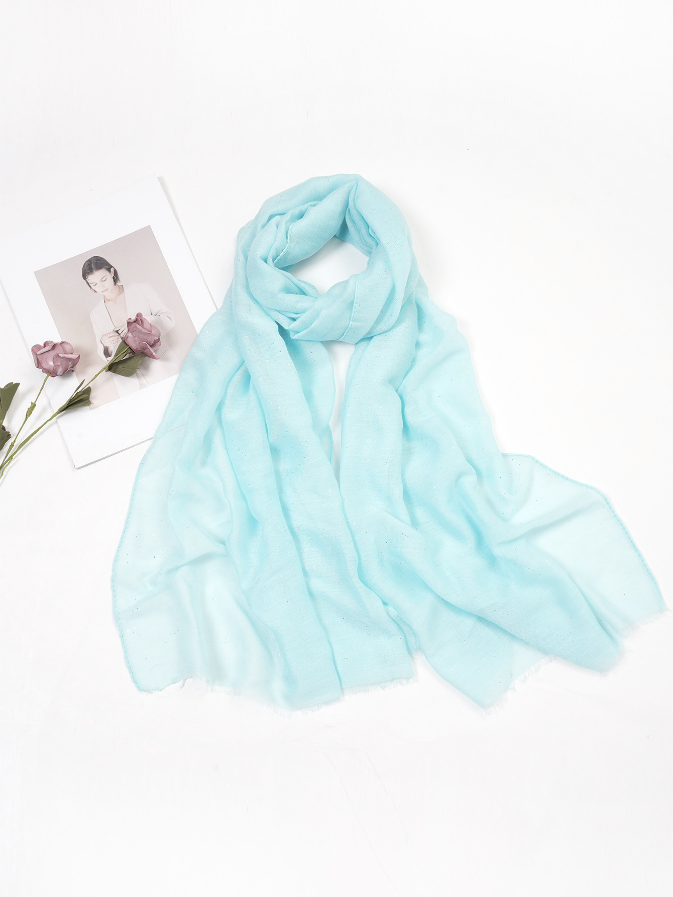 一件代发 春夏跨境新款单色彩色巴厘纱防晒围巾 时尚纯色披肩丝巾详情15