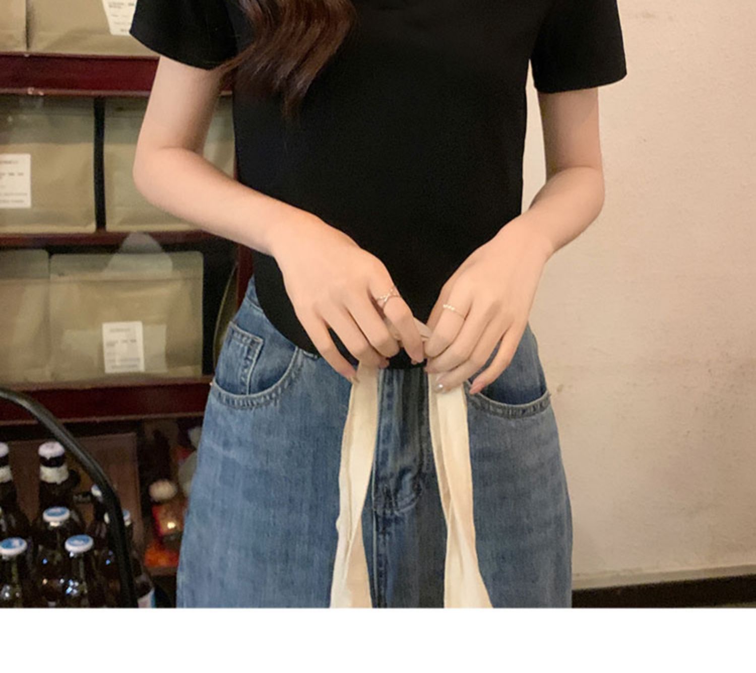 Irregular Polo collar short-sleeved shoulder T-shirt for women, with a unique and pure design sense, tight-fitting innerwear and base layer top pic 12