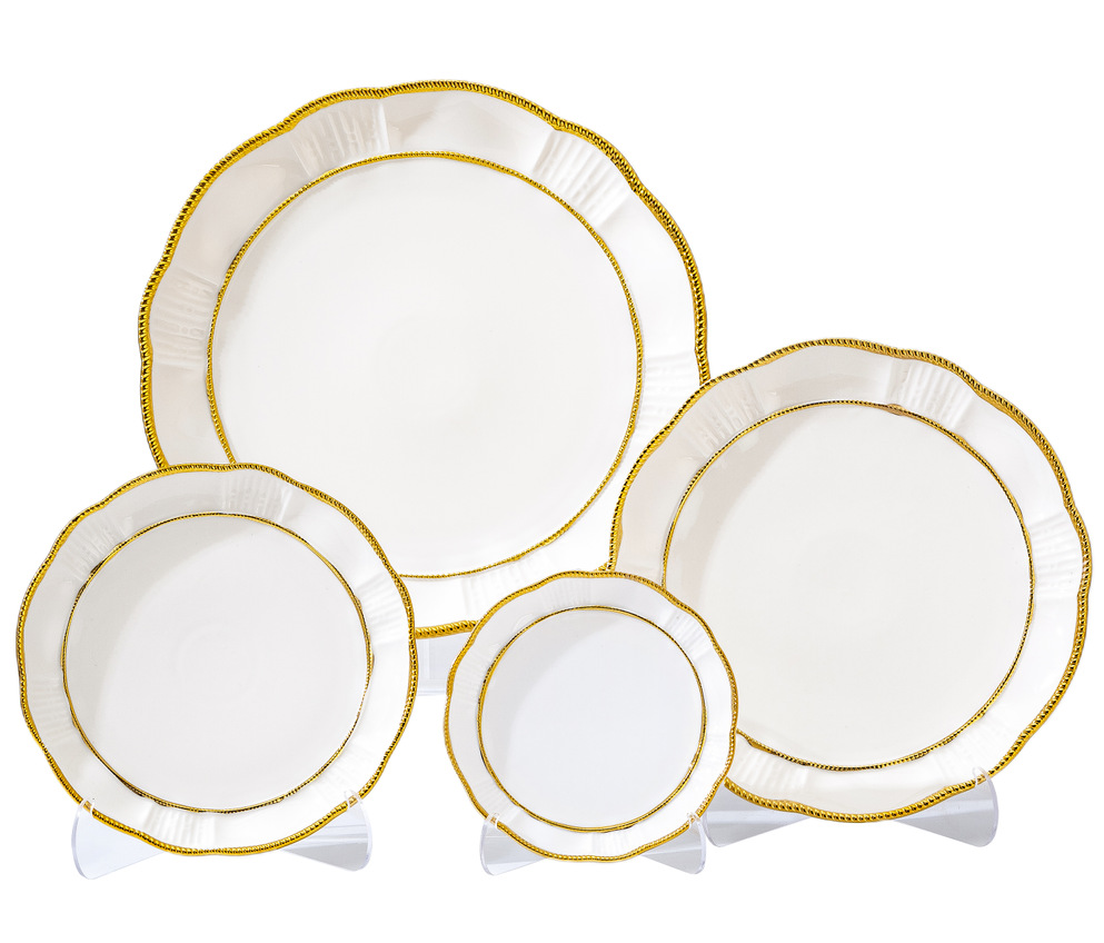 Wholesale of light luxury ceramic tableware sets, high-end gold-plated plates with gold edges pic 1