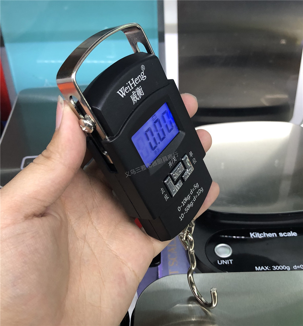 Chinese genuine Weiheng A08 electronic small hand-held hanging scale, hanging scale hook, weighing 50kg, quasi-Chinese character key screen pic 8