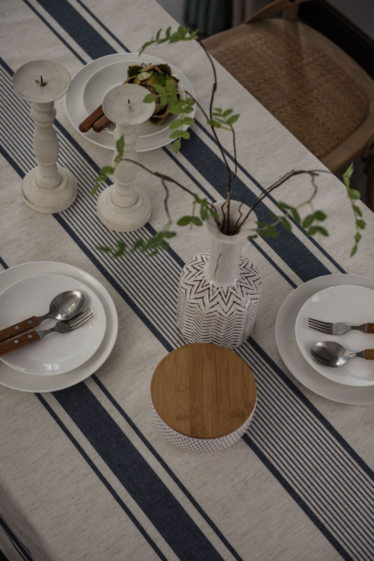 Imanqi color woven cotton and linen striped tablecloth, American tablecloth, coffee table cloth, fabric rectangular table mat pic 10