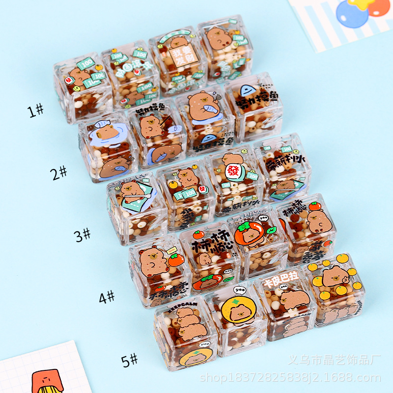 Transparent cartoon series square beaded oil-impregnated acrylic perforated diy handmade necklace, bracelet and mobile phone chain accessories pic 6