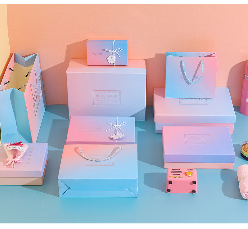 Blog Company gradient Gift box in stock, rectangular top and bottom cover gift packaging box, creative gift box, souvenir gift box pic 16
