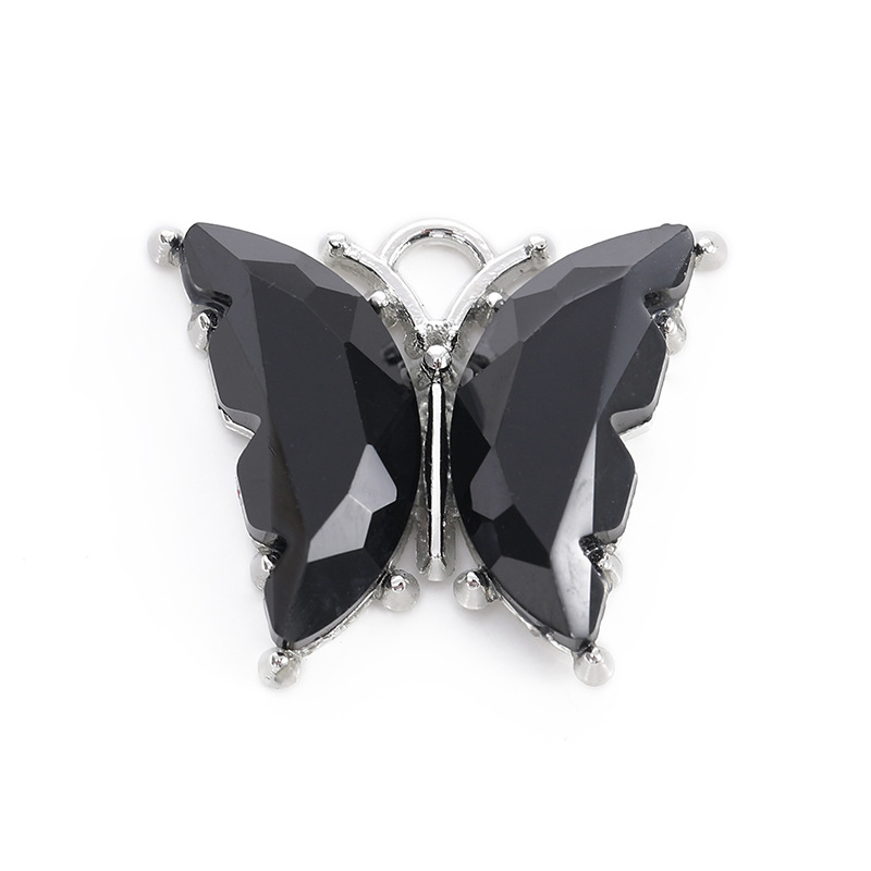 Wholesale alloy acrylic double-hanging butterfly micro-inlaid diy bracelet and necklace material jewelry accessories from the manufacturer pic 5