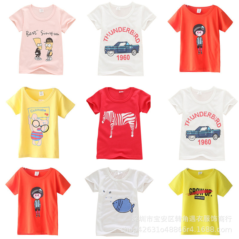 Summer Korean short-sleeved T-shirts for small and medium-sized children are being cleared out for export to Southeast Asia pic 27
