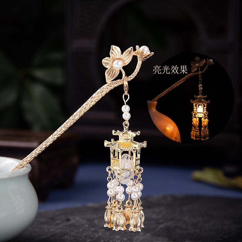 复古流苏宫灯发簪感发光簪子女古风头饰汉服发饰新鲜出炉百搭簪子详情27