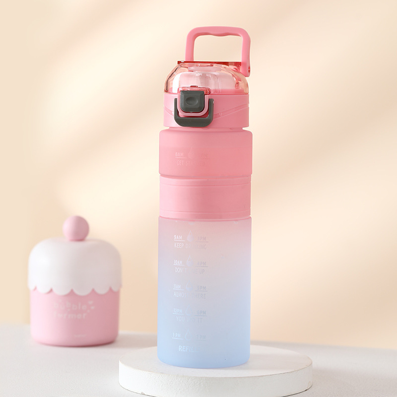 Gradient color ins feng shui cup, convenient water bottle, sports water cup pic 3