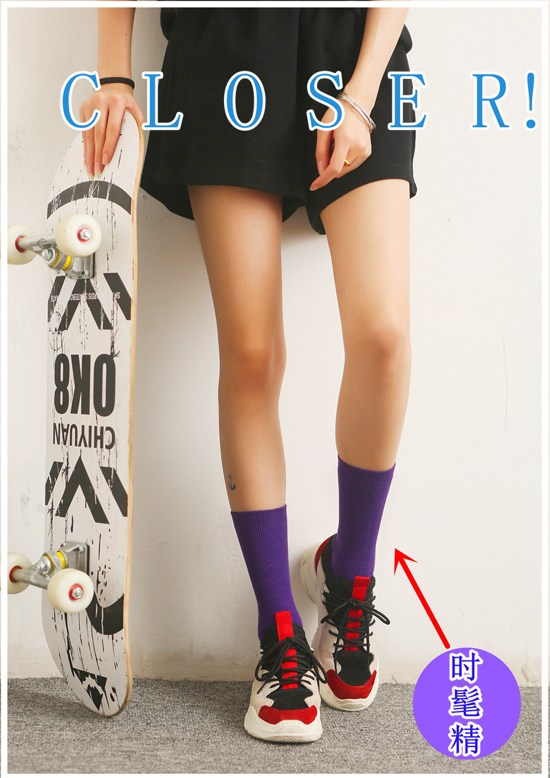 Calcetines mujer primavera verano calcetines de algodón calcetines medio colegial estilo coreano versión ins trendy personalidad versátil doble aguja calcetines montón mujer pic 4