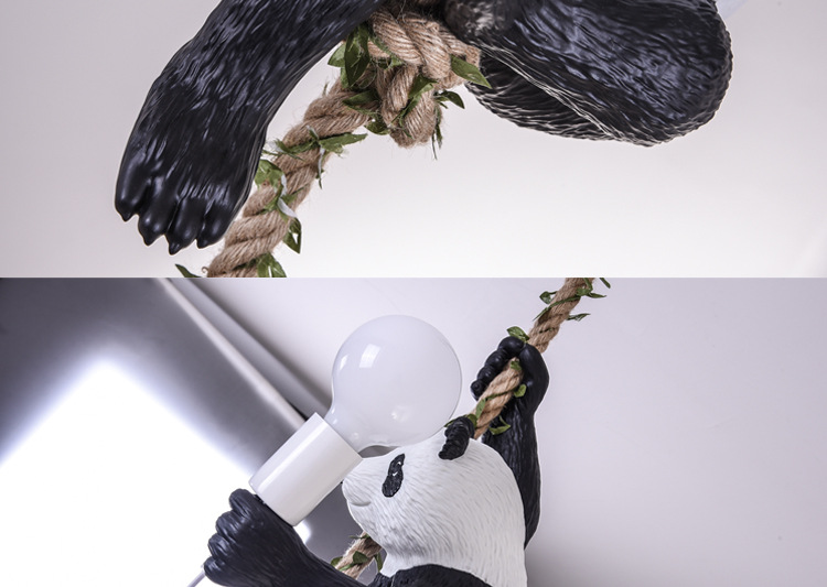 Nordic creative and personalized zoo decoration, hemp rope panda chandelier, bar, restaurant, homestay style wooden house, plant lamp pic 11