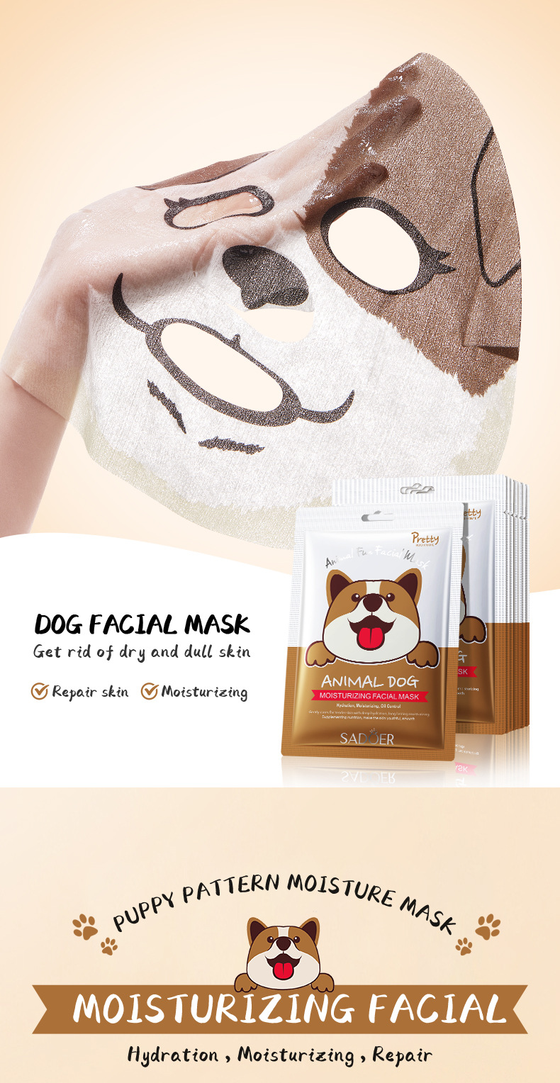 All English SADOER animal puppy pattern moisturizing Facial mask for cross-border export wholesale, exclusively for export pic 18