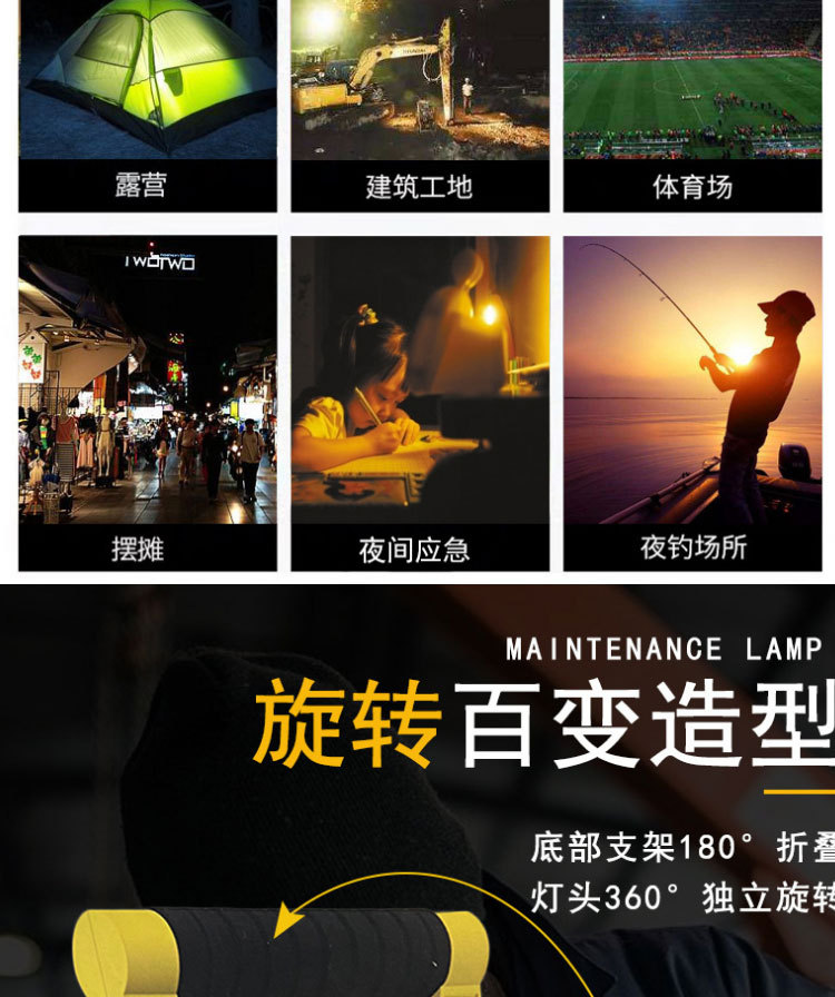 Emergency rescue lights, rechargeable floodlights, outdoor projection lights, waterproof portable work lights, mobile emergency searchlights pic 6