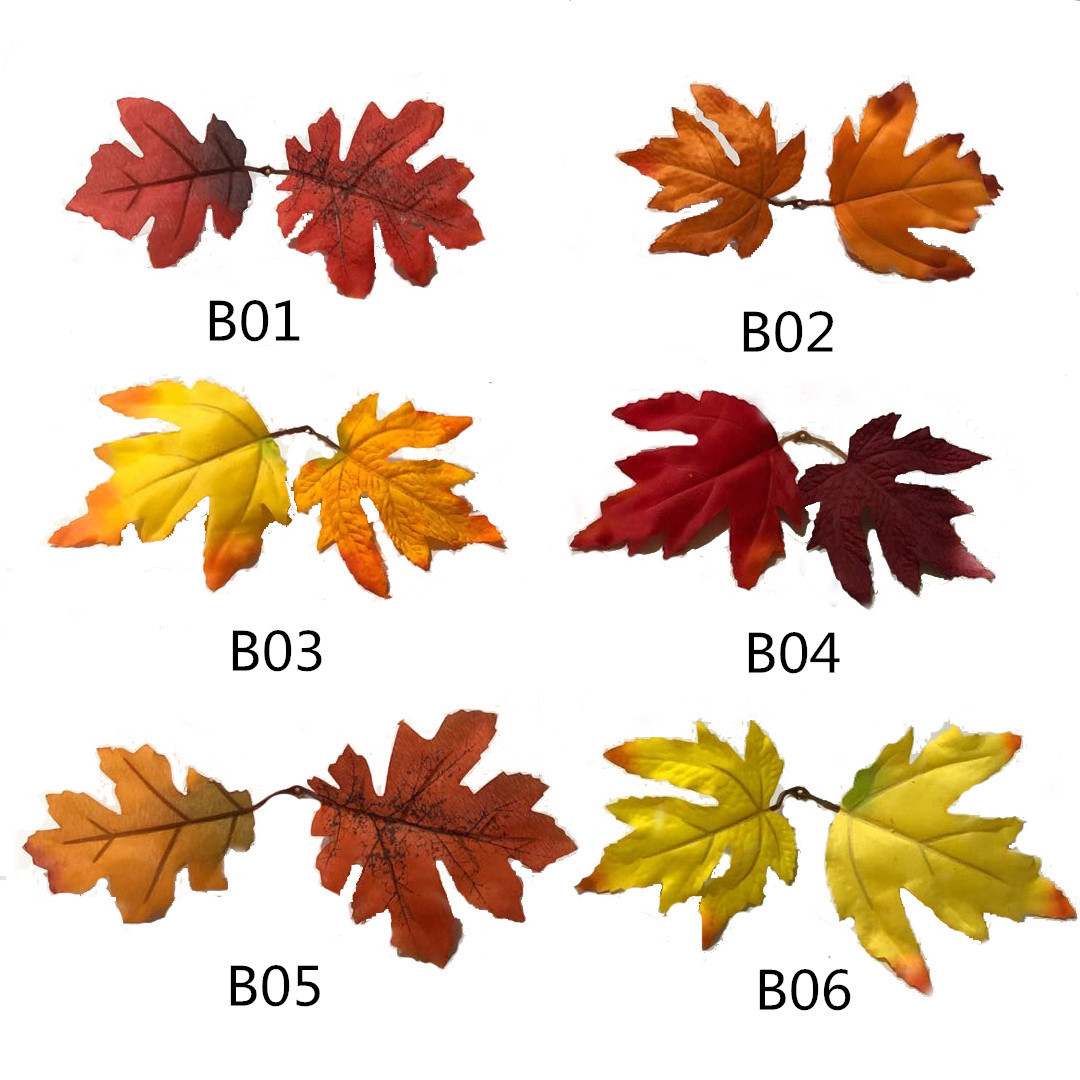 Artificial plant leaves, maple leaves, double-leaf flower arrangement accessories, leaves for engineering greening, outdoor landscaping and decoration, leaf trims pic 8