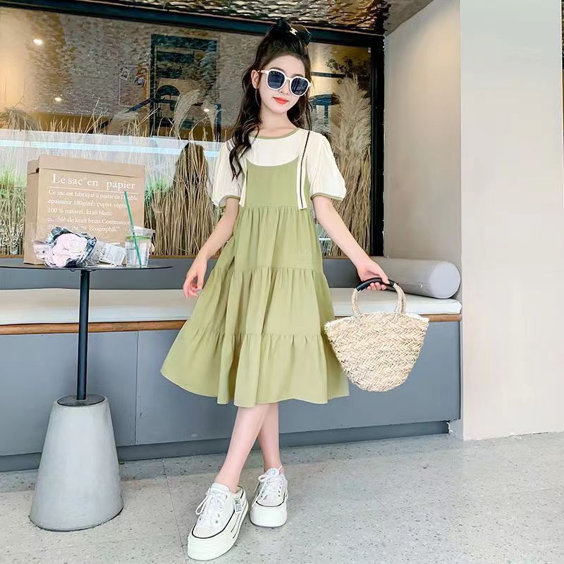 时尚休闲女童连衣裙夏装新款女孩裙子夏季公主风儿童假两件吊带裙详情13