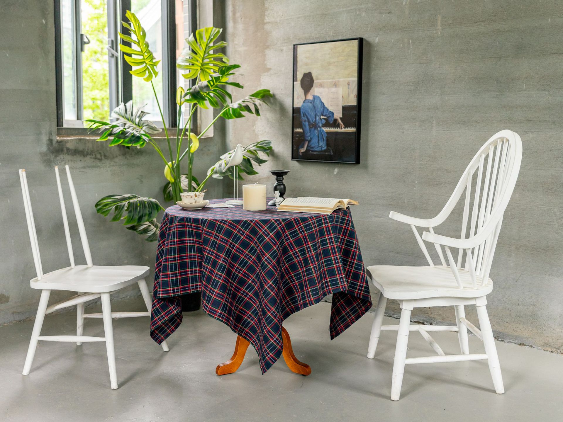 Cross-border Christmas holiday decoration table fabric, retro striped checkered cotton and linen restaurant party cover, Amazon pic 70