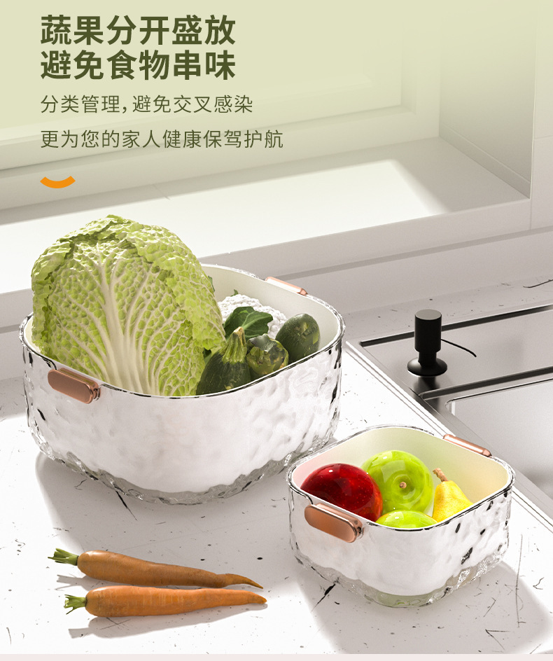 双层沥水篮洗菜盆家用客厅塑料水果盘加厚厨房滤水菜篓淘米洗菜篮详情4