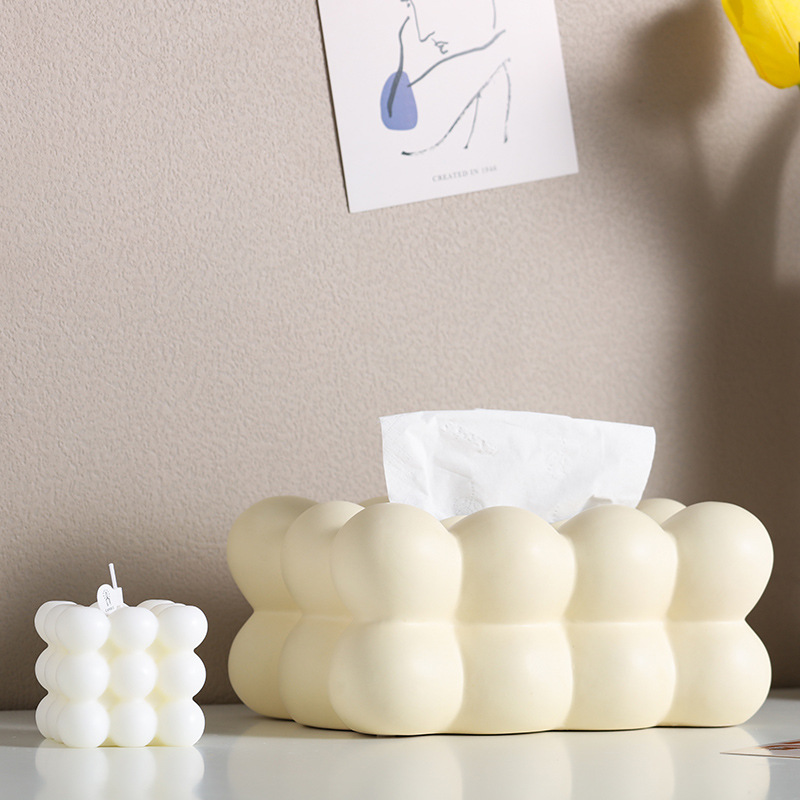 High-end and stylish ball tissue box, InS-style bedside tissue storage box, new niche minimalist ceramic paper tissue box, high appearance level, cute ball tissue box, high-end and light luxury living room coffee table, napkin decoration, tissue box for home use pic 20