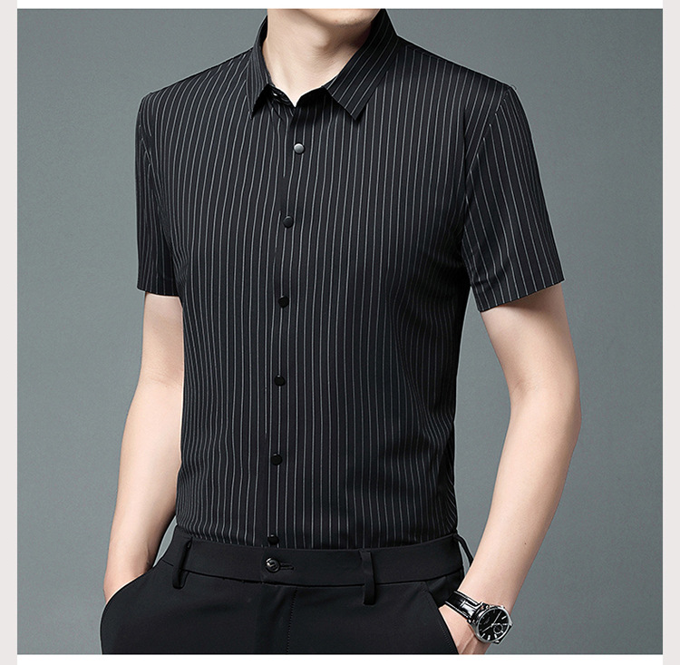 其力男装衬衫短袖男款2023夏季新款商务锦氨高弹力无痕寸衫t恤男详情24