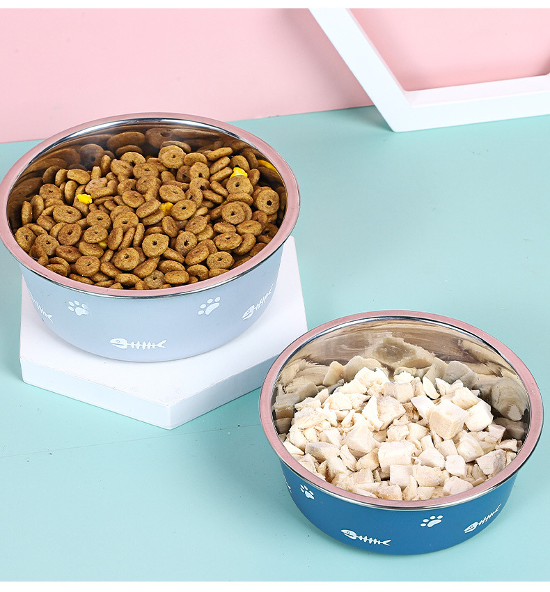 Anti-slip stainless steel bowl, plastic double-layer pet bowl, cross-border floor-absorbing stainless steel dog bowl, pet food bowl wholesale pic 6