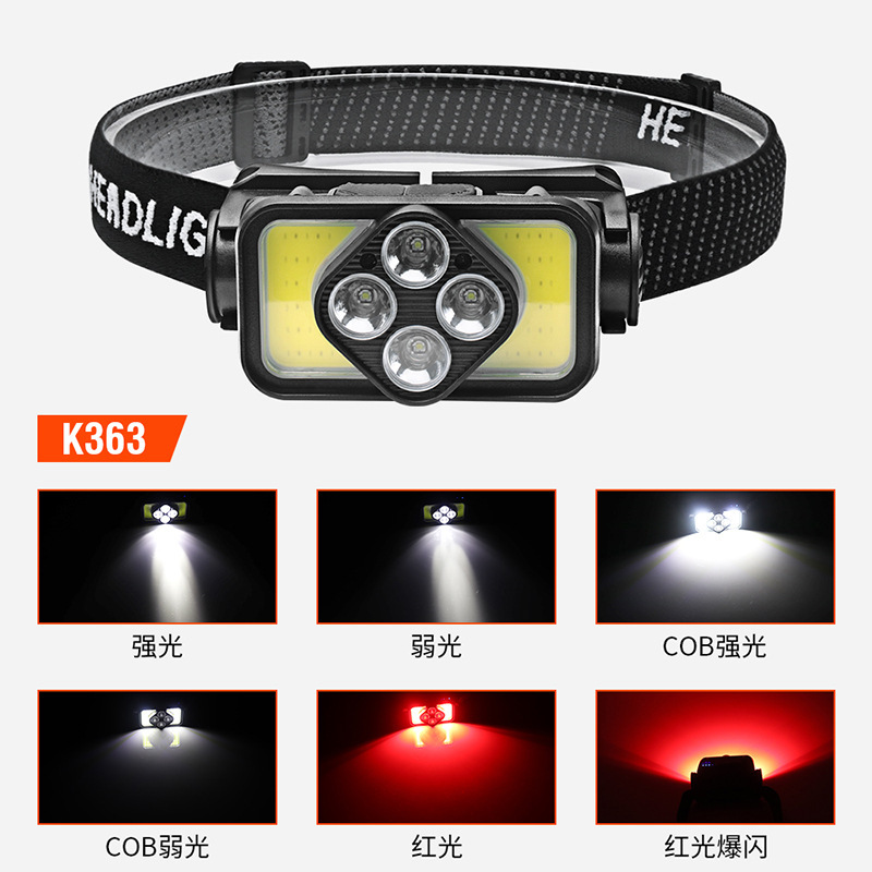 户外新款多功能cob头戴灯旋转调节挥手感应强光头灯批发详情20