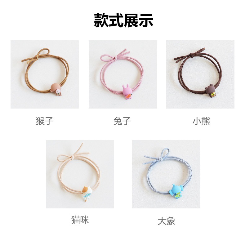 简约可爱猴子小猫高弹力发绳动物合金头绳少女网红ins扎头发皮筋详情2