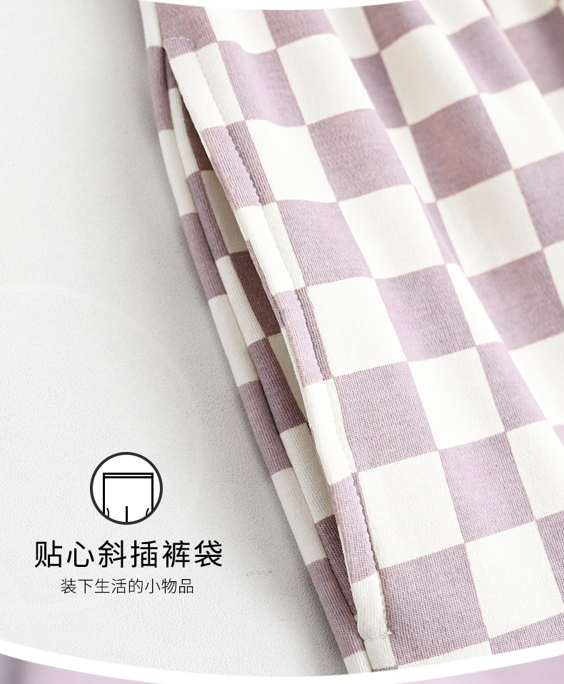 A spring and autumn pure cotton long-sleeved large-sized Korean-style all-cotton casual home wear set that can be worn outside in pajamas pic 9