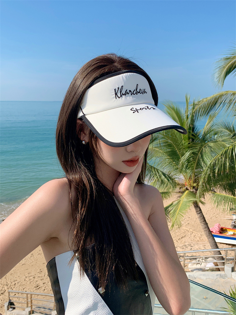 帽子女士夏季空顶uv防晒帽大檐遮脸鸭舌防紫外线遮阳帽骑车太阳帽详情3