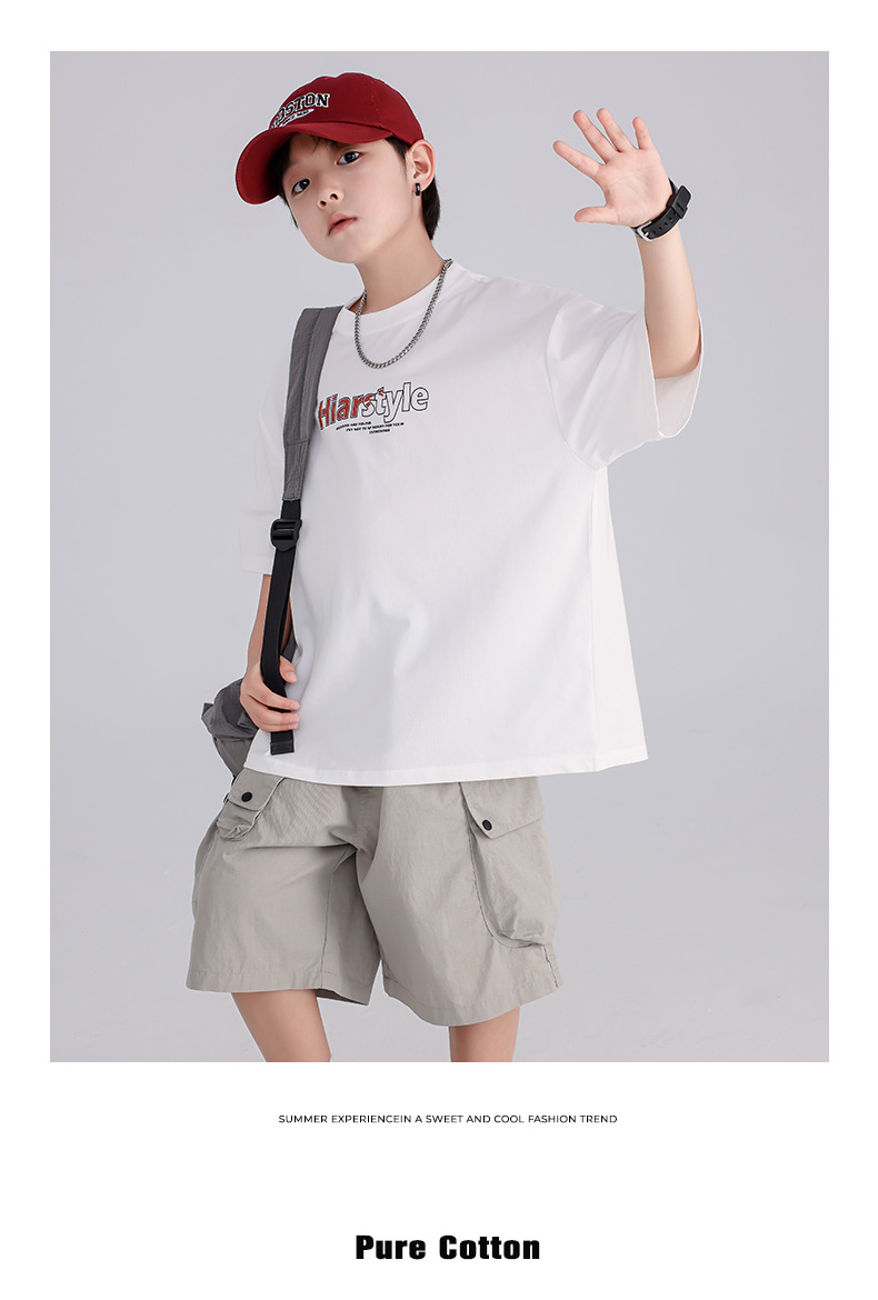 男童夏季凉感短袖白t恤2025新款儿童夏装半袖体恤中大童装上衣潮详情11