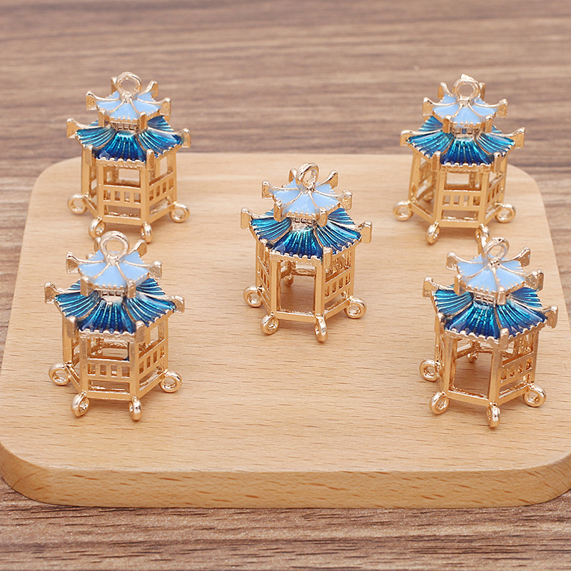 Antique style new alloy small pavilion and small house, ancient bride pagoda headwear material (09870) pic 4
