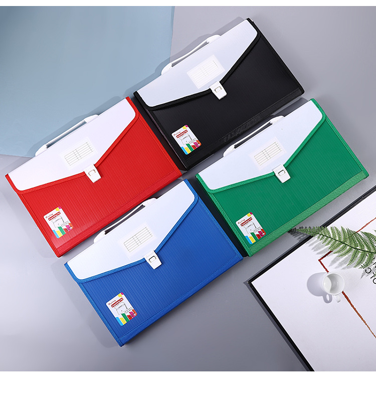 纯色口袋风琴包文件夹FC尺寸13多层文件包a4可定做韩版文具收纳详情14