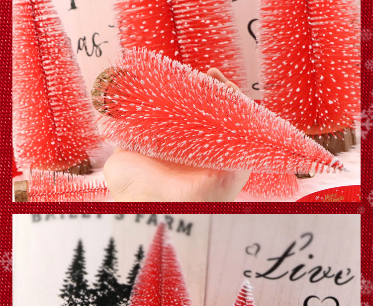Red snow-added mini Christmas pine needle tree Christmas decoration with a simulated wooden base Christmas tree window display is in full bloom pic 50