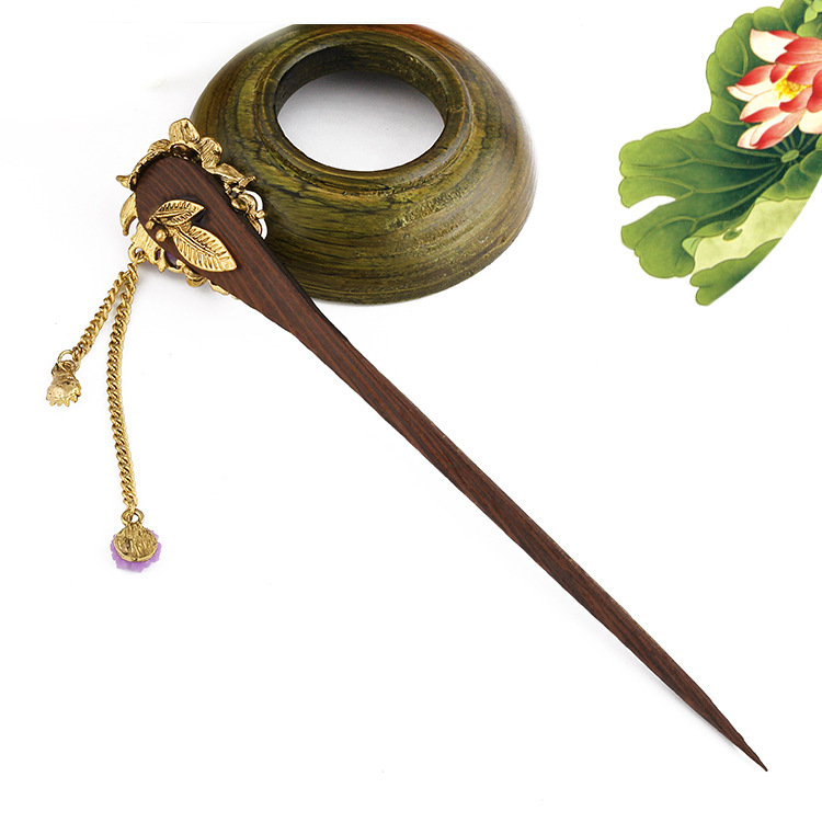 复古发簪 盘发头饰品古典发钗 女式步摇流苏鸡翅木簪子十元热销详情28