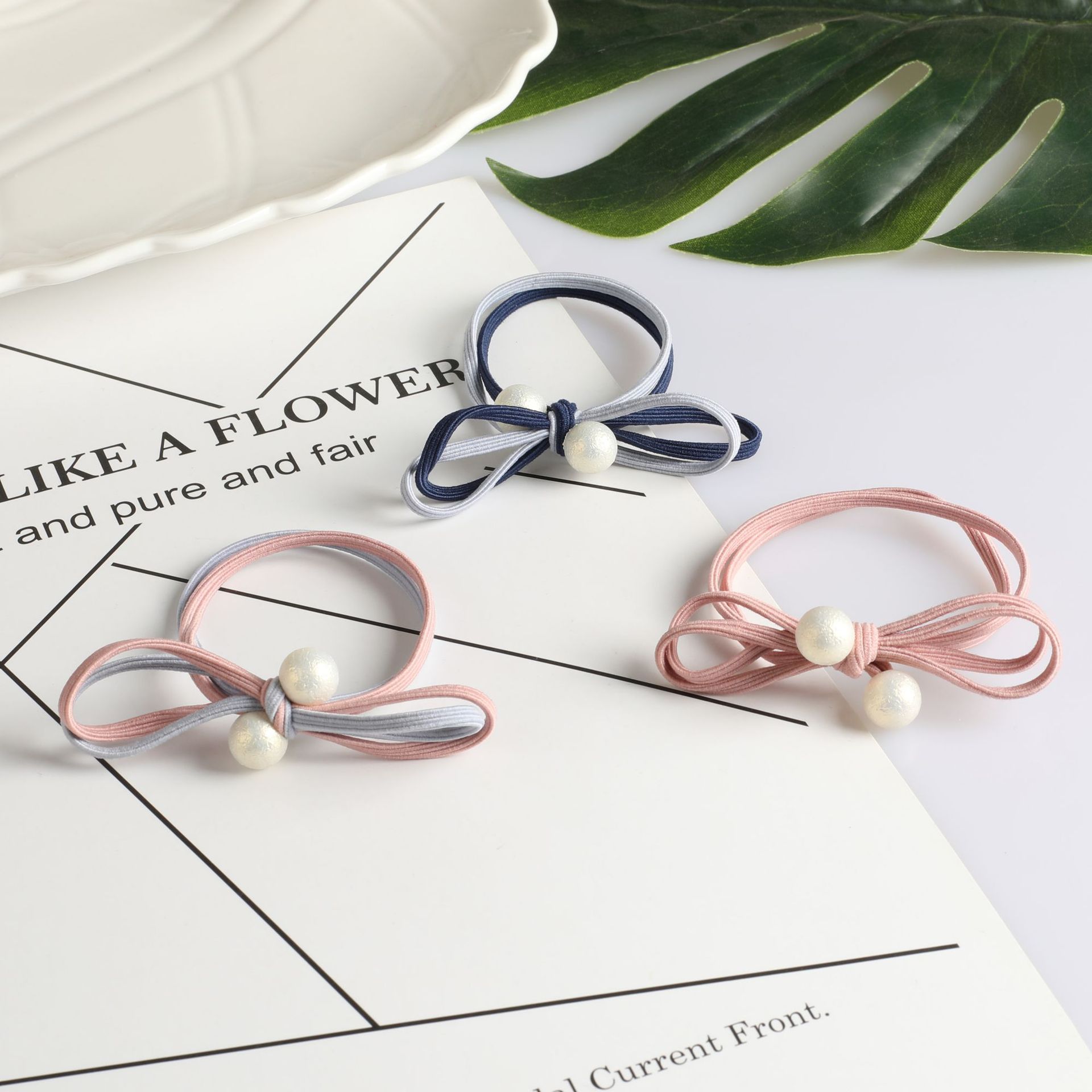 Simple and popular Instagram hair tie, bow double ball hair band, hair tie rubber band, Korean style fresh and clean hair tie 2-yuan store pic 18