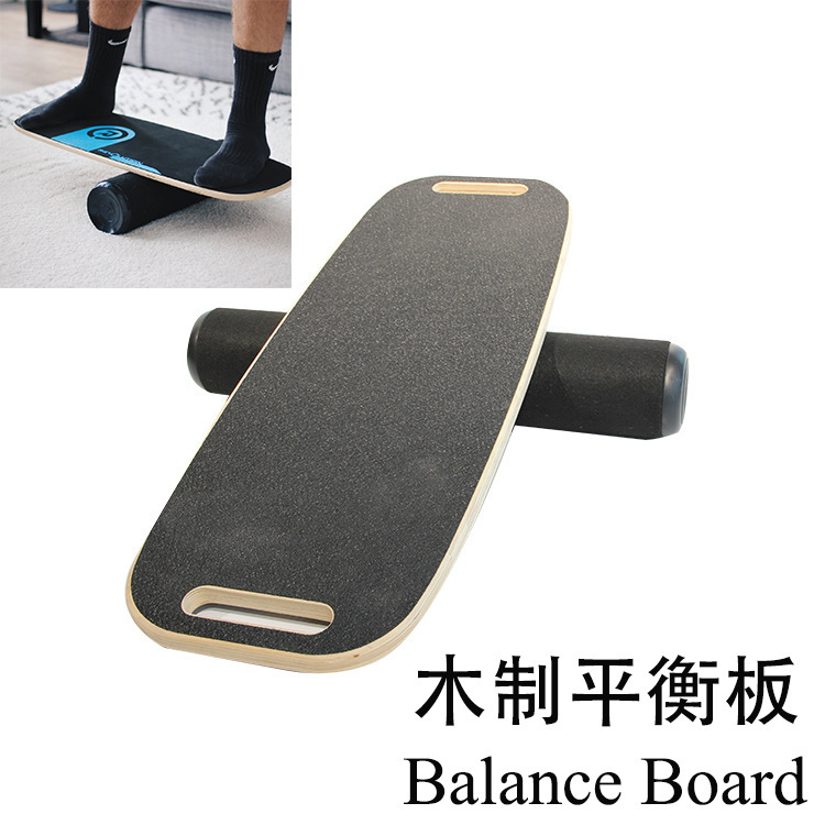 Wooden anti-slip yoga balance board, rehabilitation and training balance trainer, wooden board, home fitness board pic 1