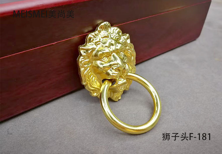 Decorative door knocker with animal head, old-fashioned animal head, retro lion head door knocker, blue and red ancient copper handle, Chinese qilin from the Ming and Qing dynasties pic 17