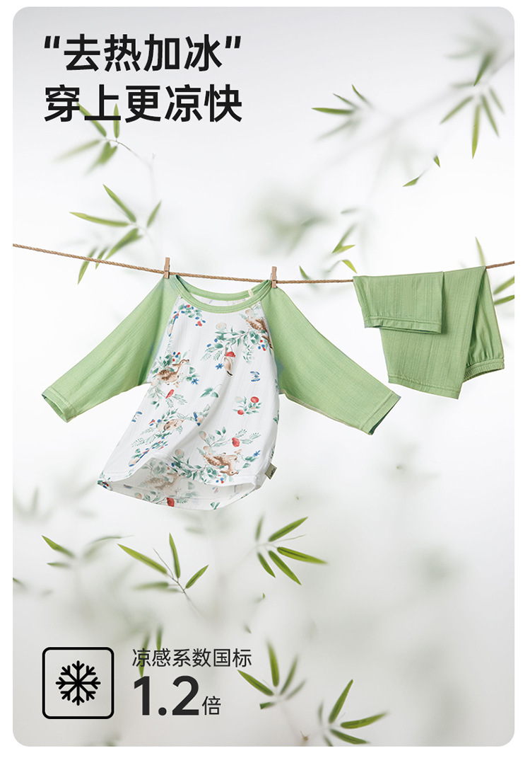 威尔贝鲁男女儿童睡衣春夏薄款婴幼儿宝宝竹棉空调家居服套装详情6