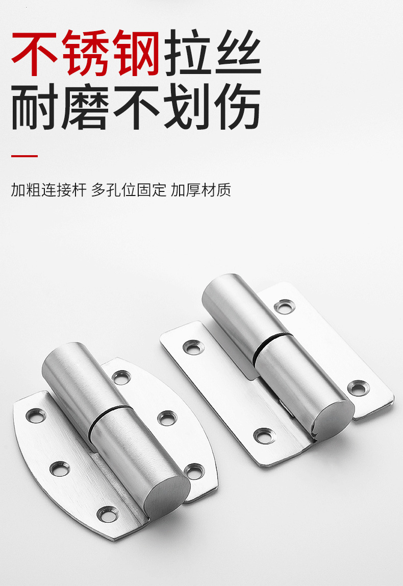 卫生间隔断五金配件平门叠门合页 304不锈钢公共厕所自动闭门铰链详情5