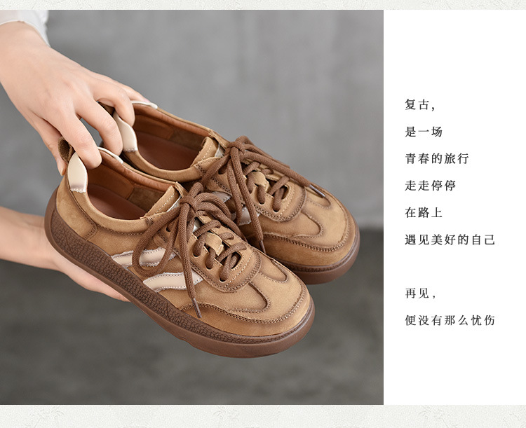 真皮女鞋平底鞋2024春夏新款休闲百搭四季女鞋低帮运动风德训鞋详情20